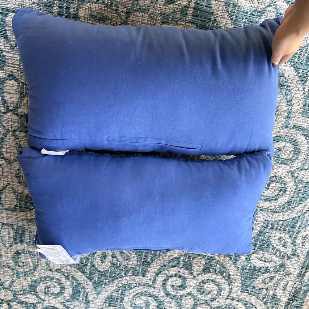 Scott‎ Living Set of 2 Lumbar Throw Pillows Blue Textured Woven Cover 20